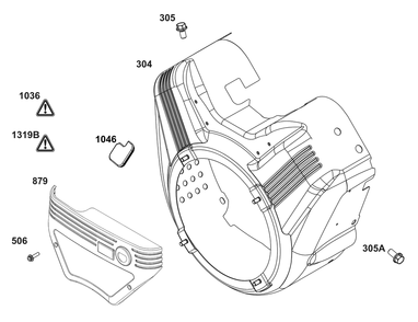 Blower Housing Group Diagram and Parts List for 385442-0401-G1  Briggs and Stratton Engine